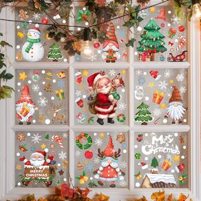 Snowflake Window Clings,9 Sheets Christmas Window Clings, Christmas Decorations Indoor 253 Pcs White Snowflake for Glass Window Home Decor Snowflakes Stickers Decals Christmas Winter Decorations
