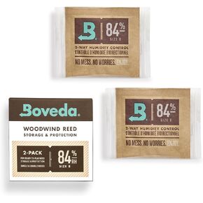 Boveda 84% Two-Way Humidity Control Packs for Woodwind Reeds – Size 8 – 2 Pack – Moisture Absorbers – Protects Against Drying & Spliting – Individually Wrapped Reed Humidifiers for Day-of Performance