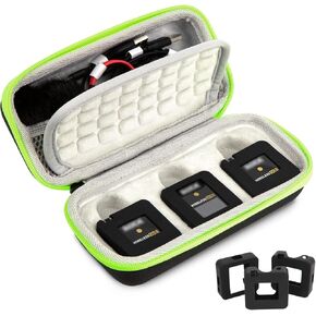 YOUSHARES RODE Wireless GO 2 Hard Travel Case with Rode Mic Rubber Covers, Compact Hard Case with Silicon Sleeve Protector Case （3pcs） for RODE Wireless GO II Microphone（Black）