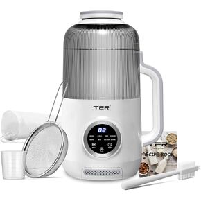8-in-1 Nut Milk Maker, 40oz Blender Homemade Almond, Oat, Soy, Coconut milk, Juice & Soup, Electric Bean Milk Machine with Delay Start/Auto-Clean/Boil Water/Keep Warm, White