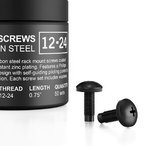 AC Infinity Carbon Steel M6 Rack Screws, Nylon Washers, and Cage Nuts. 50-Piece Set for Equipment Server Racks, enclosures, and cabinets.