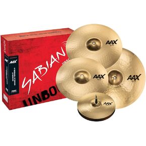 Sabian AAX Promotional Cymbal Set Thin Crash, Natural, (14" Hats, 16" Crash, 21" Ride, & Free 18" Crash) (25005XCPB)