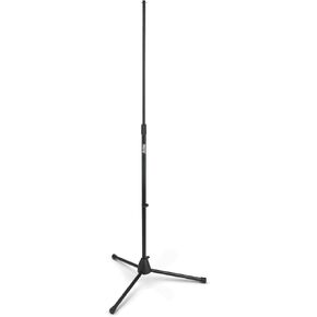 On-Stage MS7700B Tripod-Base Mic Stand (Setup for Vocal and Instrument Microphones, Adjustable Height, 5/8″-27 Threading, Portable, Folding, Nonslip Rubber Feet, Cable Clip, Steel, Black)