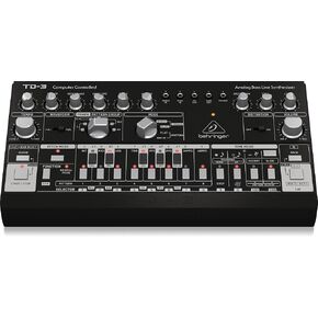 Behringer TD-3-BK Analog Bass Line Synthesizer with VCO, VCF, 16-Step Sequencer, Distortion Effects and 16-Voice Poly Chain
