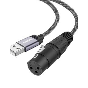 DUKABEL XLR to USB Adapter, USB to XLR Female Microphone Cable for Recording, Living Broadcast, USB Microphone Cable with DAC Chip for PC, MacBook, Laptop - 1.8Meter/6FT