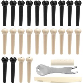 24pcs Acoustic Guitar Bridge Pins, Acoustic Guitar Pegs Acoustic Bridge Pins Puller Remover Guitar Bridge Pins Guitar Pegs Parts Replacement Tool Guitar Accessories for Most Guitar