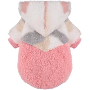 Fleece Dog Hoodie Clothes Dog Sweaters for Small Dogs, Winter Cute Warm Leopard Puppy Chihuahua Sweater, Pet Doggie Sweatshirt for Chihuahua Yorkie Teacup, Cat Apparel (Black/Grey/Red, XX-Small)