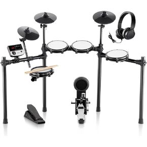 VEVOR Electric Drum Set, 32 Drum Kits & 480 Sounds Electronic Drum Kit, USB MIDI Supported 8 in Quiet Mesh Snare Electric Drum Set with 10 in Cymbals Drum Sticks & Pedals, for Beginners & Adults