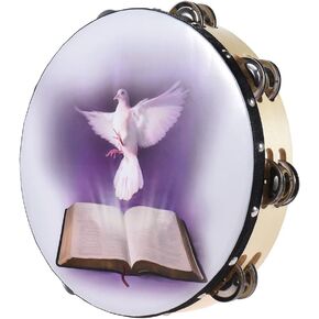 Btuty 10 inch Tambourine 6 Pairs Double Metal Jingle for Church and Other Holy Occasio