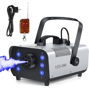 1000W Fog Machine with DMX Function, Wireless Remote Control Smoke & Haze Machine with 6 LED RGB Light for Atmosphere, Theatrical, Halloween, Party, Stage Effects, and Wedding