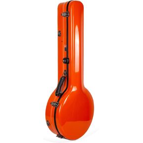 Crossrock Fiberglass Banjo Case Fits 5-String Resonator Styles, with Interior Compartment, Backpack Straps, Hygrometer, TSA Lock-Orange (CRF2023BJOR)