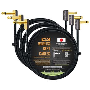 WORLDS BEST CABLES 3 Units - 30 Inch - Pedal, Effects, Patch, Instrument Cable Custom Made Using Mogami 2319 Wire & Eminence Tiny Gold-Plated Angled TS Connectors