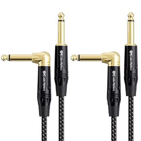 Cable Matters Braided 2-Pack 1/4 Inch TS Right Angle Electric Guitar Cable 6 Feet - Straight to Right Angle Guitar Cord/Guitar Amp Cord/Instrument Cable for Guitar, Bass AMP, Mixer, Equalizer