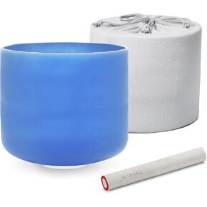 SITSANG Bule G Note Crystal Singing Bowl الحلق شقرا 7 بوصة مع حقيبة حزمة مبطنة بالإسفنج ووعاء الغناء من جلد الغزال ومطرقة مطاطية