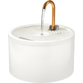 DOOOB Ceramic Cat Water Fountain, 2.1L/71oz Ceramic Cat Fountain, Automatic Ceramic Water Fountain for Cats, Pet Water Fountain with Ultra-Quiet Pump and Filter & Sponge (White)