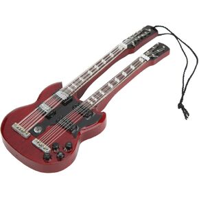 HEEPDD Miniature Guitar Model, Double Neck Bass Guitar Pendant Mini Wooden Guitar Ornament for Home Display Decoration