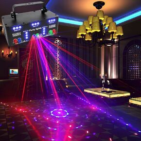 21 Eyes Party Lights Dj Disco Light Strobe Stage Light Sound Activated Laser Llights Projector with Remote Control Led Bar Indoor DMX Music Show RGB KTV Lighting Projector for Parties
