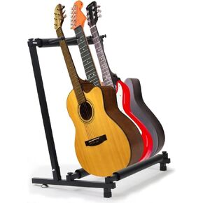 Guitar Floor Stand Multiple 3, Guitar Storage Display Rack Three Instrument, Foldable Electric Guitar Stand with Pad for Protection
