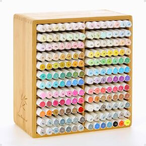 Marker Organizer for 168 Markers,Bamboo Wooden Desk Storage Organizer Rack,Markers Pens Pencils Art Brushes Storage Holder for Home Classroom Office Decor