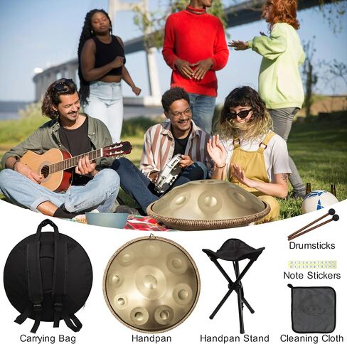 Handpan 22 بوصة D Minor Kurd Handpan 9 ملاحظات Handpan Drum Instrument للأداء الاحترافي، 440 هرتز صوت Handpan Drums لشفاء الصوت، والتأمل، واليوجا in Kuwait
