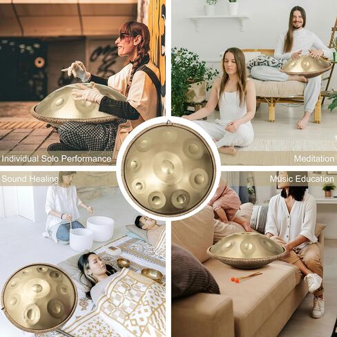 Handpan 22 بوصة D Minor Kurd Handpan 9 ملاحظات Handpan Drum Instrument للأداء الاحترافي، 440 هرتز صوت Handpan Drums لشفاء الصوت، والتأمل، واليوجا in Kuwait
