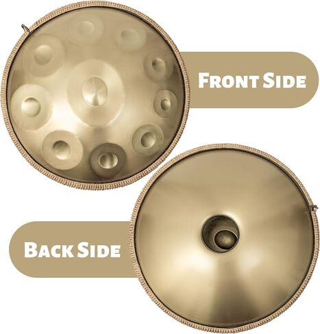 Handpan Drum 22 Inches, Handpans for Adults D Minor Kurd,10 Notes Handpan Drums,Hand Drum Instrument Steel Healing Sound Drum, Percussion Instruments for Beginners(Gold) in Saudi Arabia