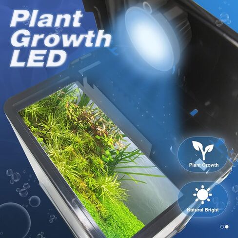 خزان أسماك سعة 4 جالون، خزان أسماك صغير مزود بفلتر وإضاءة نباتية LED ونظام تصفية، مجموعة أدوات بدء تشغيل قنديل البحر من بيتا جمبري غوبي، حوض أسماك زجاجي لخزان الأسماك ذاتي التنظيف in Kuwait