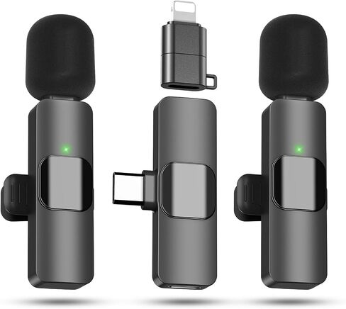 2 Pack TypeC Professional Wireless Lavalier Microphone for iPhone, iOS and Android Devices. Noise Reduction Plug-Play Mini Microphone for Video Recording, Interview, Podcast, Vlog, YouTube in Saudi Arabia