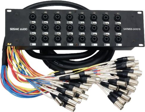 Seismic Audio Rack Mount 24 Channel TRS Combo Splitter Snake Cable-5' and 15' XLR Trunks (SARMSS-24x515) in Kuwait