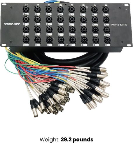 Seismic Audio Rack Mount 24 Channel TRS Combo Splitter Snake Cable-5' and 15' XLR Trunks (SARMSS-24x515) in Kuwait
