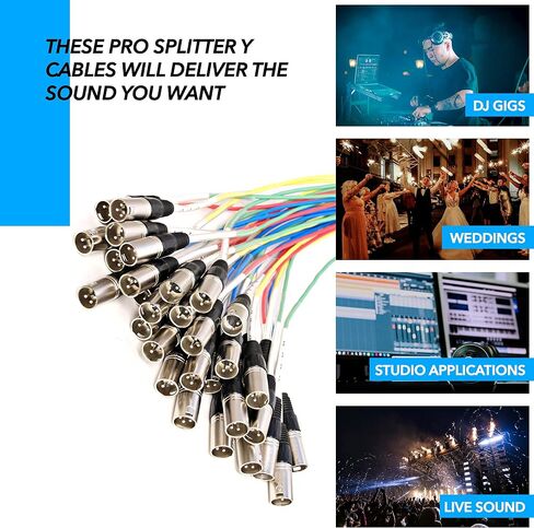Seismic Audio Rack Mount 24 Channel TRS Combo Splitter Snake Cable-5' and 15' XLR Trunks (SARMSS-24x515) in Kuwait