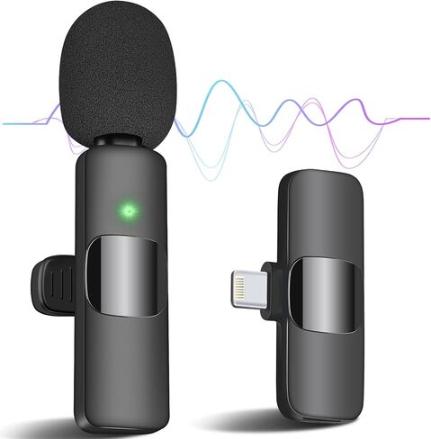 IIQ Wireless Lavalier Microphone for iPhone, Mini Professional Wireless Lavalier Microphone, Wireless Clip Mic, Tiny Lapel Microphone for iPad, for Video Interview Podcast, Facebook, YouTube in Saudi Arabia