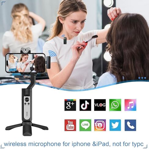 IIQ Wireless Lavalier Microphone for iPhone, Mini Professional Wireless Lavalier Microphone, Wireless Clip Mic, Tiny Lapel Microphone for iPad, for Video Interview Podcast, Facebook, YouTube in Saudi Arabia