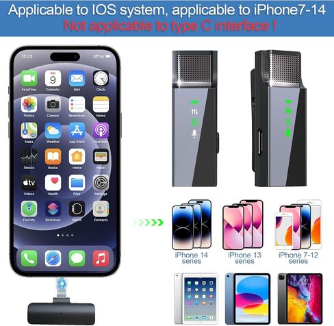IIQ Wireless Lavalier Microphone for iPhone, Mini Professional Wireless Lavalier Microphone, Wireless Clip Mic, Tiny Lapel Microphone for iPad, for Video Interview Podcast, Facebook, YouTube in Saudi Arabia