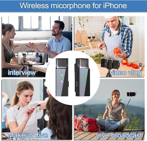 IIQ Wireless Lavalier Microphone for iPhone, Mini Professional Wireless Lavalier Microphone, Wireless Clip Mic, Tiny Lapel Microphone for iPad, for Video Interview Podcast, Facebook, YouTube in Saudi Arabia