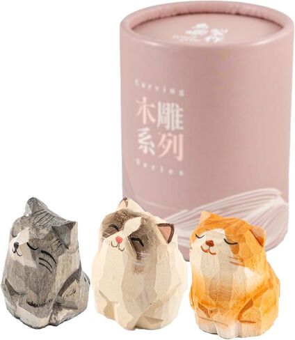 Islandoffer Wooden Carving Kitten Set (3 pcs) in Saudi Arabia