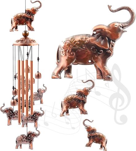 Wind Chimes Outdoor Clearance, Ukulork Elephants Aluminum Tube Windchime with S Hook,Patio Garden Decor, Housewarming Gift. in Kuwait