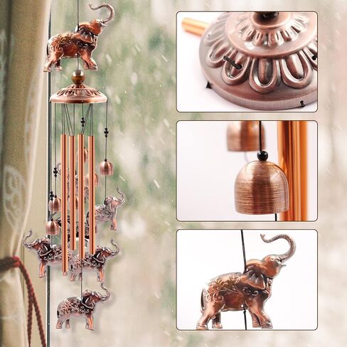 Wind Chimes Outdoor Clearance, Ukulork Elephants Aluminum Tube Windchime with S Hook,Patio Garden Decor, Housewarming Gift. in Kuwait