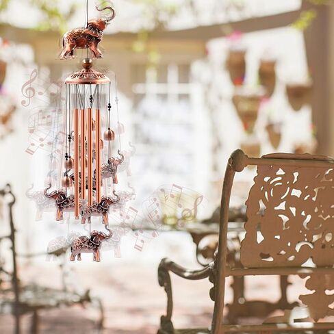 Wind Chimes Outdoor Clearance, Ukulork Elephants Aluminum Tube Windchime with S Hook,Patio Garden Decor, Housewarming Gift. in Kuwait