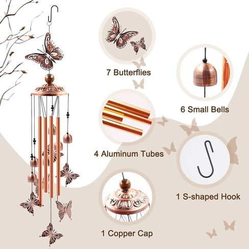 Wind Chimes Outdoor Clearance, Ukulork Elephants Aluminum Tube Windchime with S Hook,Patio Garden Decor, Housewarming Gift. in Kuwait