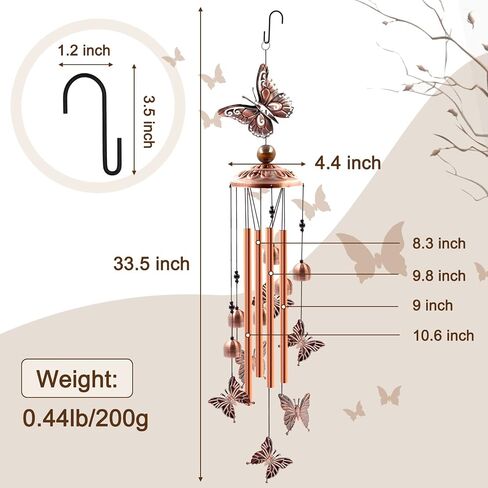 Wind Chimes Outdoor Clearance, Ukulork Elephants Aluminum Tube Windchime with S Hook,Patio Garden Decor, Housewarming Gift. in Kuwait