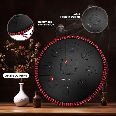 MOOZICA Steel Handpan Tongue Drum, 14" Portable Amara Scale Handpan Tongue Drum With Octave Overtone Design, Handpan Drum for beginner and professional (Amara,White) in Kuwait