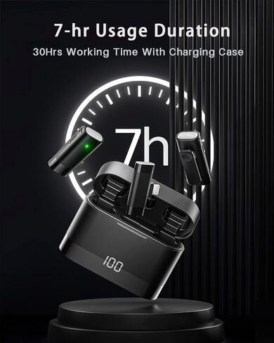 ميكروفون لاسلكي Lavalier لهاتف iPhone 15 Lightning iPad android 2 في 1 ميكروفون أمامي مع حافظة شحن لهاتف Vlog Tiktok Podcast هاتف طية صدر السترة لإلغاء الضوضاء (أسود Lightning وUSB-C/Type-C) in Kuwait