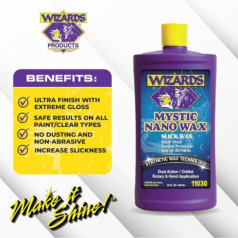 Wizards Mystic Nano Car Wax Polish - Protects and Provides Extreme Gloss and Slickness - Safe For All Paint and Clear Types Car Polishing Compound - For Both Machine and Hand Use - 8 oz in Saudi Arabia
