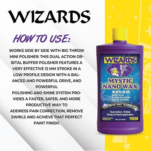 Wizards Mystic Nano Car Wax Polish - Protects and Provides Extreme Gloss and Slickness - Safe For All Paint and Clear Types Car Polishing Compound - For Both Machine and Hand Use - 8 oz in Saudi Arabia