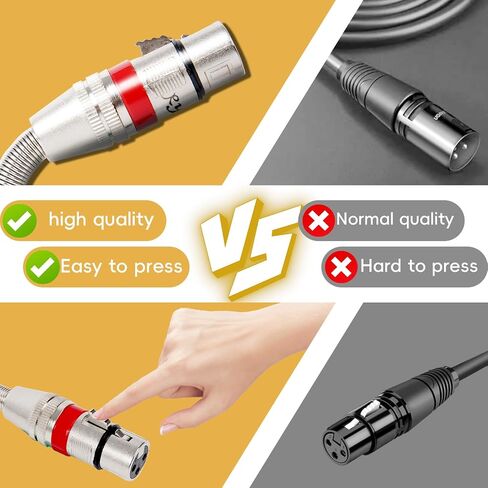 XLR Microphone Cable for Recording Studio Speaker, PA System,Metal Spring SR,3-Pin Balanced Shielded XLR Male to Female Cord, XLR Speaker Cables, Mic Cord, Podcast, Multi, 3 Feet, 6 Pack in Saudi Arabia