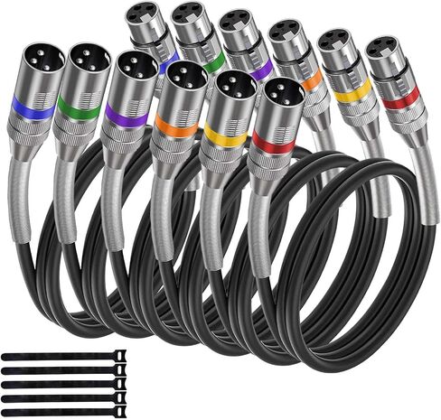 XLR Microphone Cable for Recording Studio Speaker, PA System,Metal Spring SR,3-Pin Balanced Shielded XLR Male to Female Cord, XLR Speaker Cables, Mic Cord, Podcast, Multi, 3 Feet, 6 Pack in Saudi Arabia