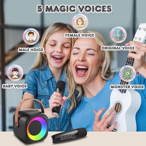 Karaoke Machine for Kids Adults, Portable Bluetooth Speaker with 2 Wireless Microphones, Portable Speaker Mini Karaoke Microphone for Home Party Christmas Birthday Gift for Girls Boys in Kuwait
