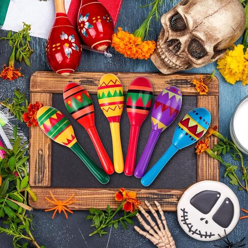 Hungdao 36 Pcs Mini Mexican Fiesta Wooden Maracas Bulk 6 Designs Wooden Maracas Noisemaker for Fiesta Party Favors Cinco De Mayo Party Supplies Decor Taco Tuesday Event Luau Game (Classic Style) in Saudi Arabia