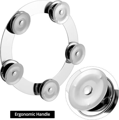 QWORK 2 Pack Cymbal Ching Ring Tambourine Jingle - Stainless Steel with 5 Pairs of Jingles, for Crashes, Hi Hats, Crashes, Effects Cymbal in Saudi Arabia